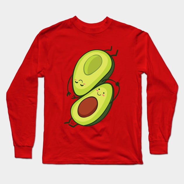 Avocado Cuddle Long Sleeve T-Shirt by KPrimeArt